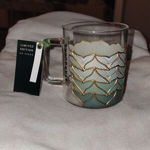 Starbucks 50th Anniversary 2021 Siren Tails Mermaid Glass Mug Limited Edition
